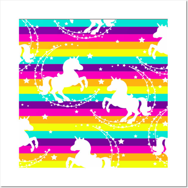 Unicorn pattern rainbow magical Wall Art by Flipodesigner